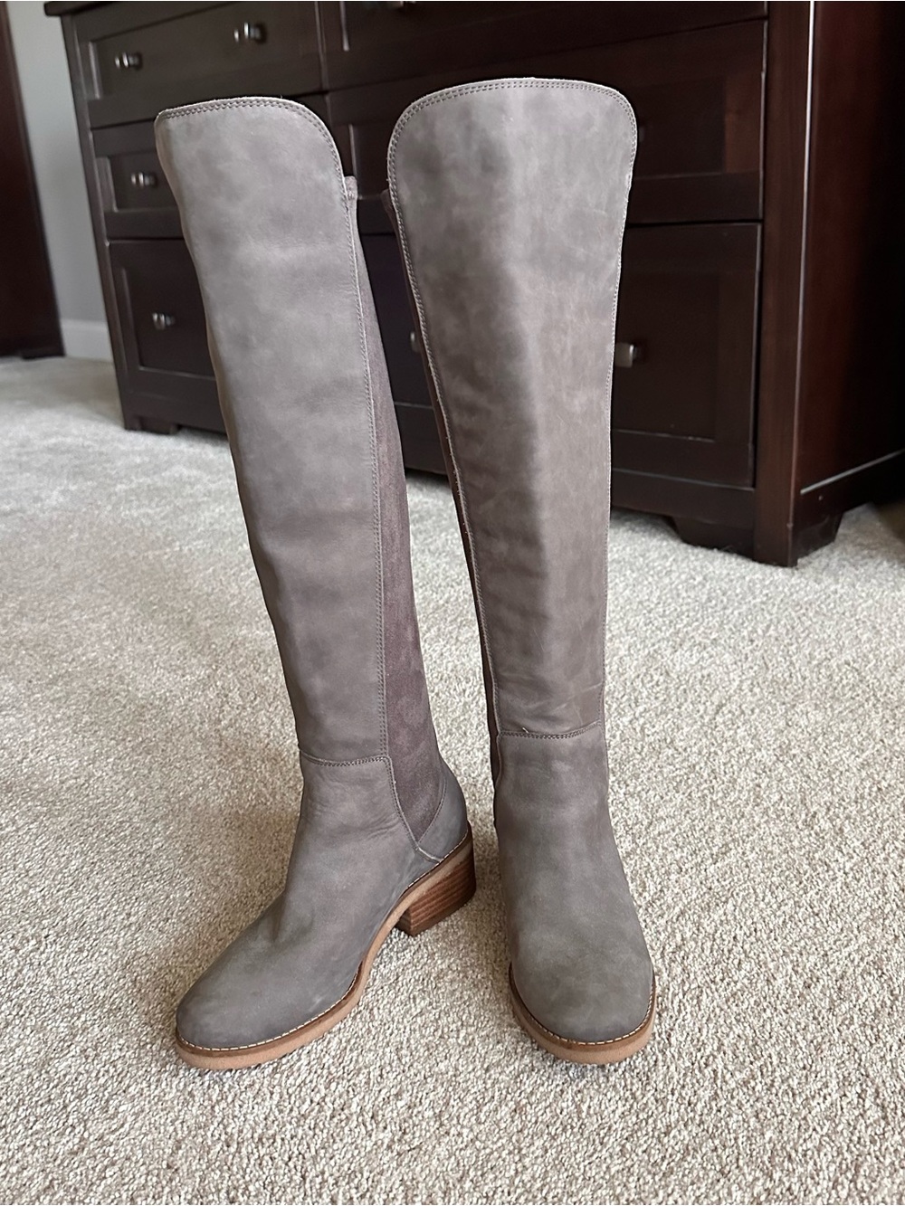 Lucky Brand Women's Tall Over the knee Suede Boots in Grey - Like new!